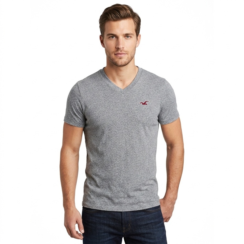 Hollister Heather Gray V-Neck Tee